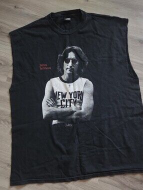 Vtg 90s JOHN LENNON Double sided Sleeveless Shirt Dreamer Winterland XL BEATLES